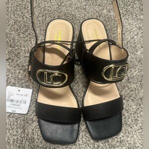 Liz Claiborne Black Sandals with Gold Accents